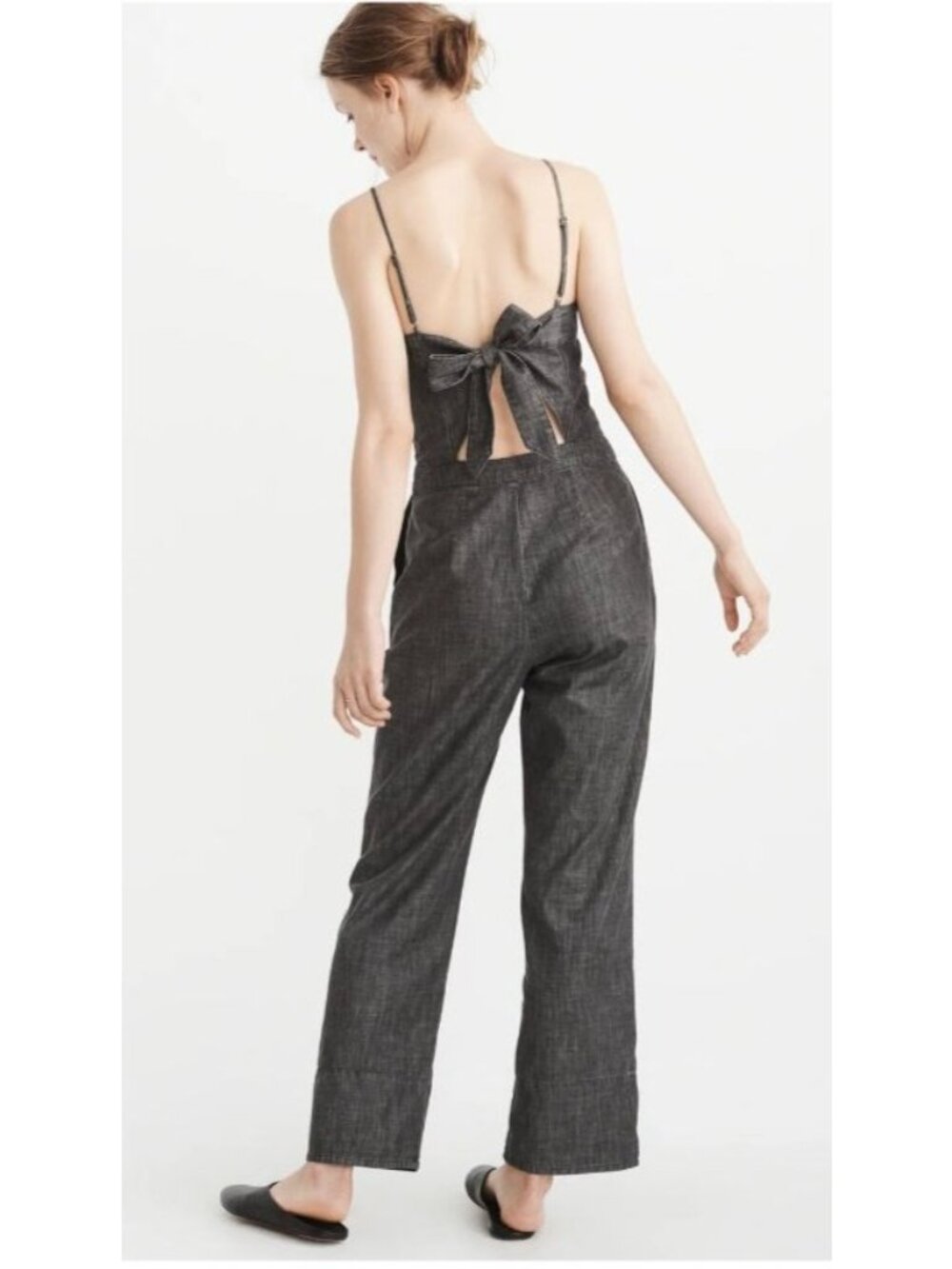 Abercrombie & Fitch BOW-BACK DENIM JUMPSUIT Mamamia Overalls - Dark Grey 00